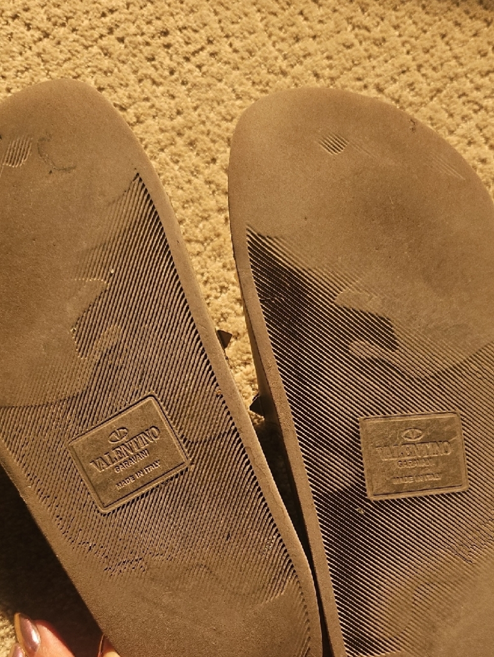 Valentino Brown Slide Sandals with Logo Footbed - Picture 3 of 5